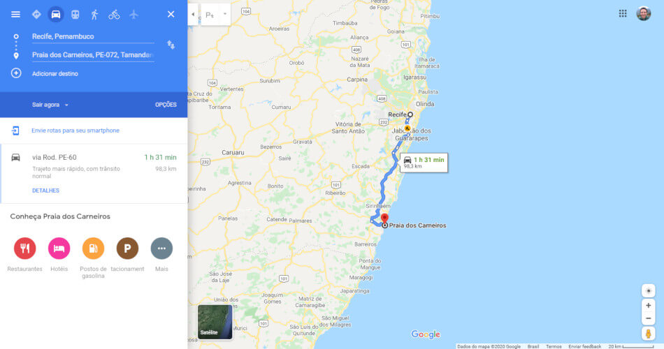 Caminho Recife-Carneiros-Turistese