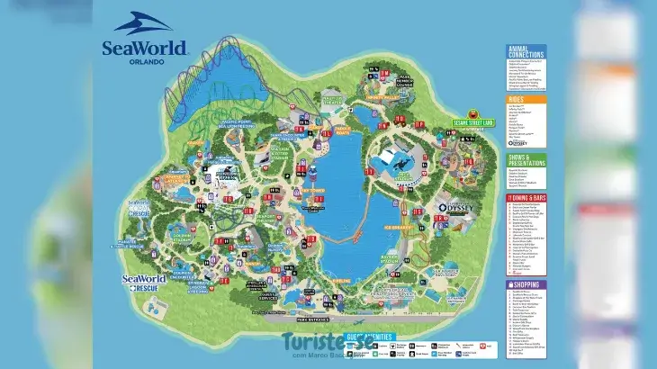 Mapa SeaWorld Orlando - Turiste-se